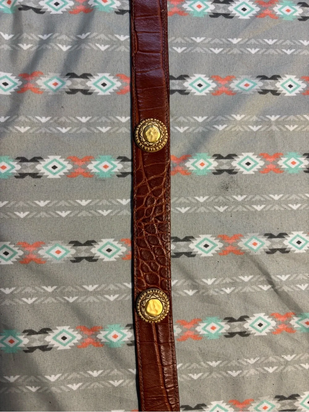 🌀Vintage 80s Crocodile Brown Leather Belt - Picture 4 of 9
